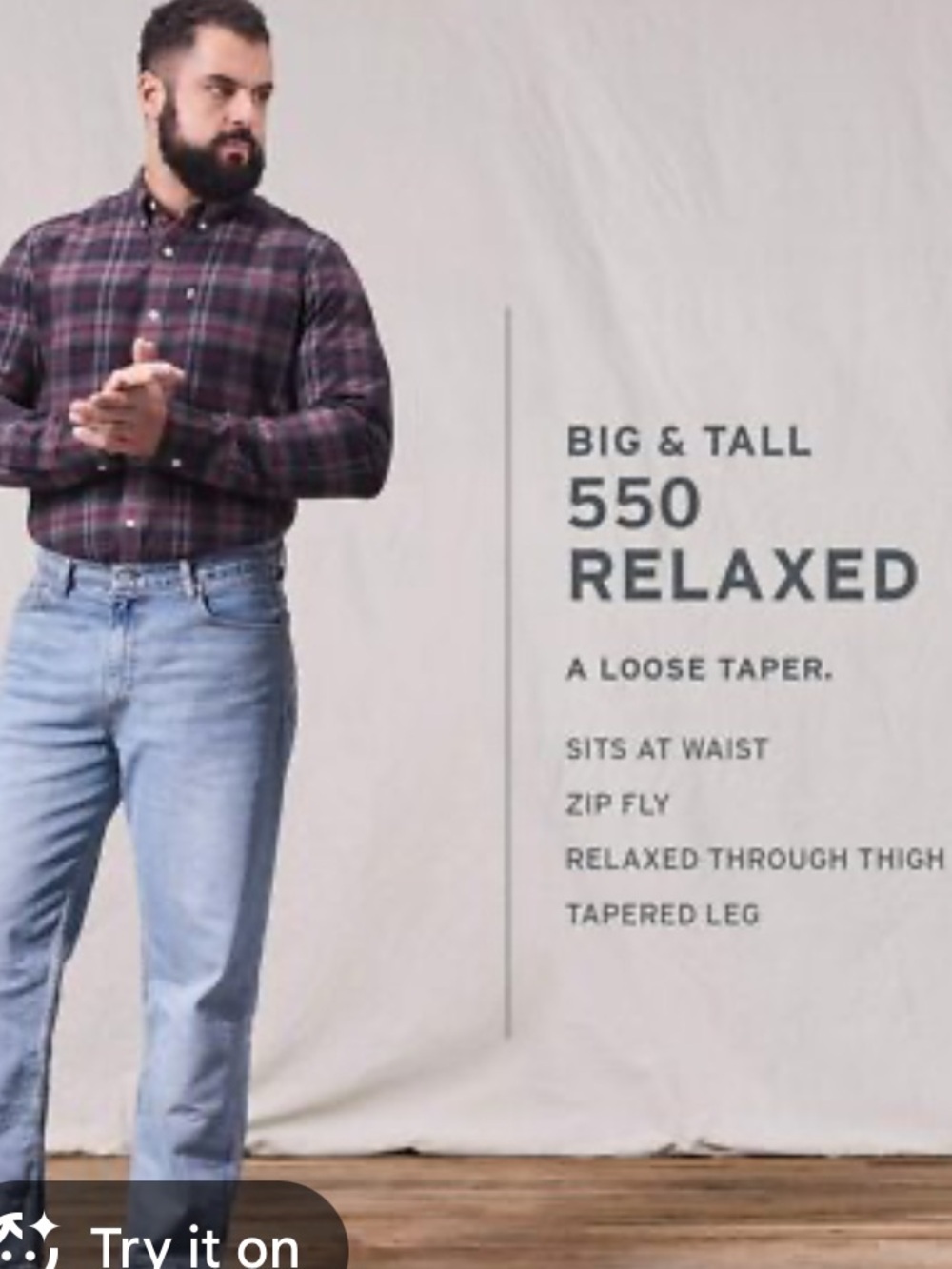 Levi's 550 Relaxed Fit Blue Denim Jeans 44 x 32